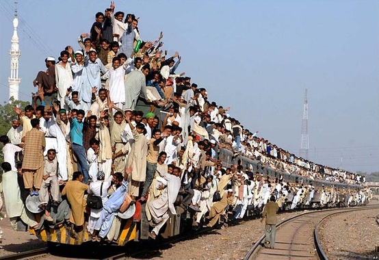 Photo:  Rush hour on Pakistan Rail 